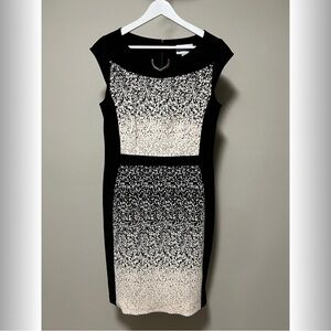 Joseph Ribkoff timeless sleeveless black and tan dress size 16